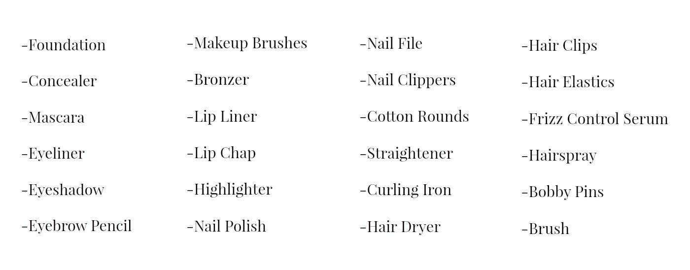 weekend bag packing list